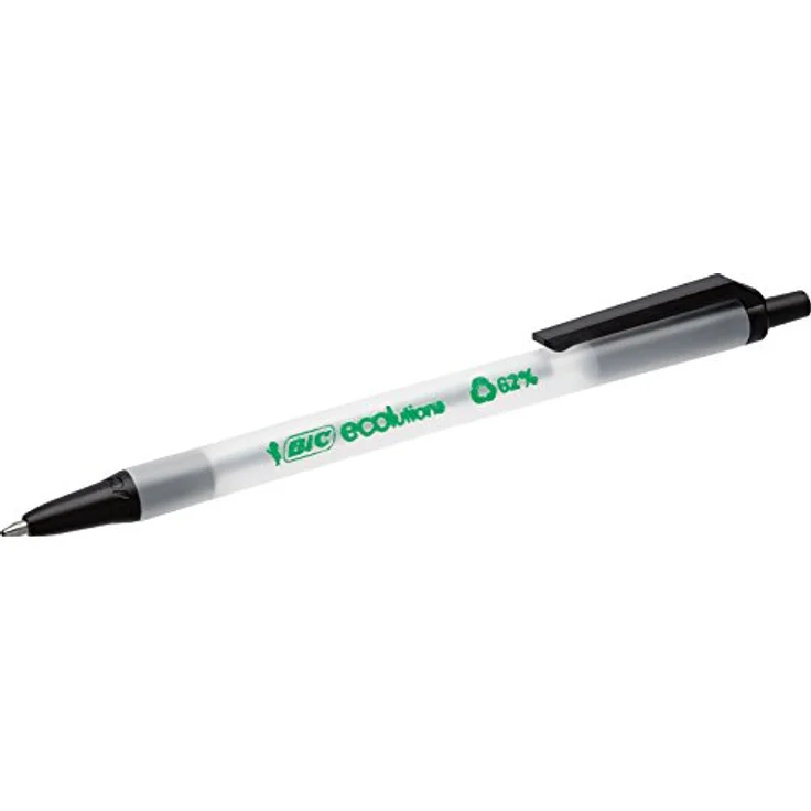 Bic Clic Stic ECOlutions, schwarzer Kugelschreiber mit mittlerer Spitze (0,4 mm), 50er Box aus 62 % recycelten Materialien – Bild 5