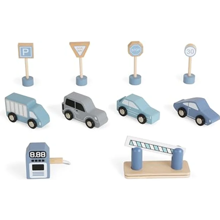 CHIC2000 Spiel-Parkgarage, 3-stöckige Parkgarage aus Holz mit Aufzug und 4 Autos, 43,5 x 36 x 39,5 cm – Bild 4
