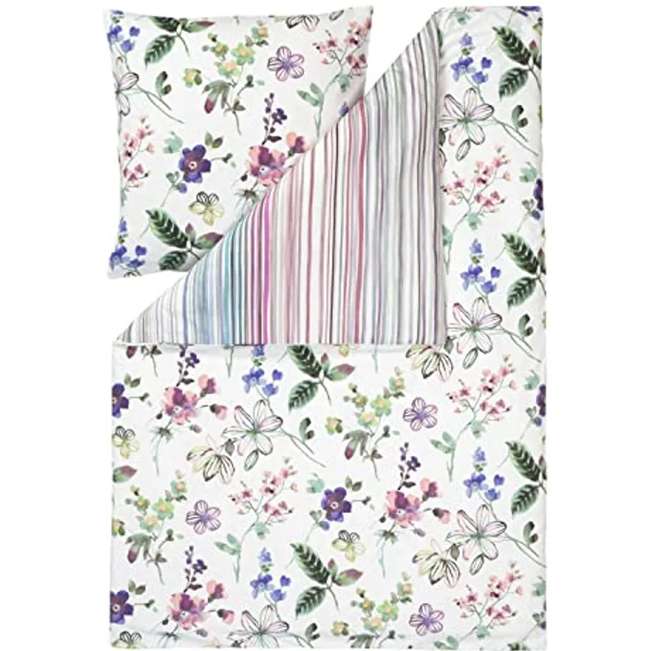 ESTELLA Mako-Satin Bettwäsche Lily Multicolor 1 Bettbezug 135 x 200 cm + 1 Kissenbezug 80 x 80 cm