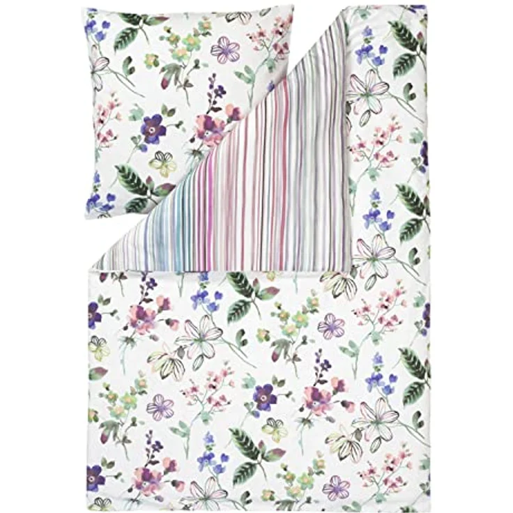 ESTELLA Mako-Satin Bettwäsche Lily Multicolor 1 Bettbezug 135 x 200 cm + 1 Kissenbezug 80 x 80 cm – Bild 1