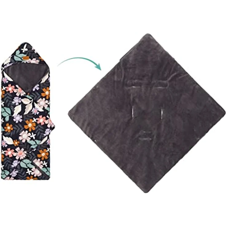 Fillikid Fleece-Fußsack Tanaga, kuscheliger Fußsack für Babyschale und Babywanne, wasserabweisend, Blumenmuster – Bild 4