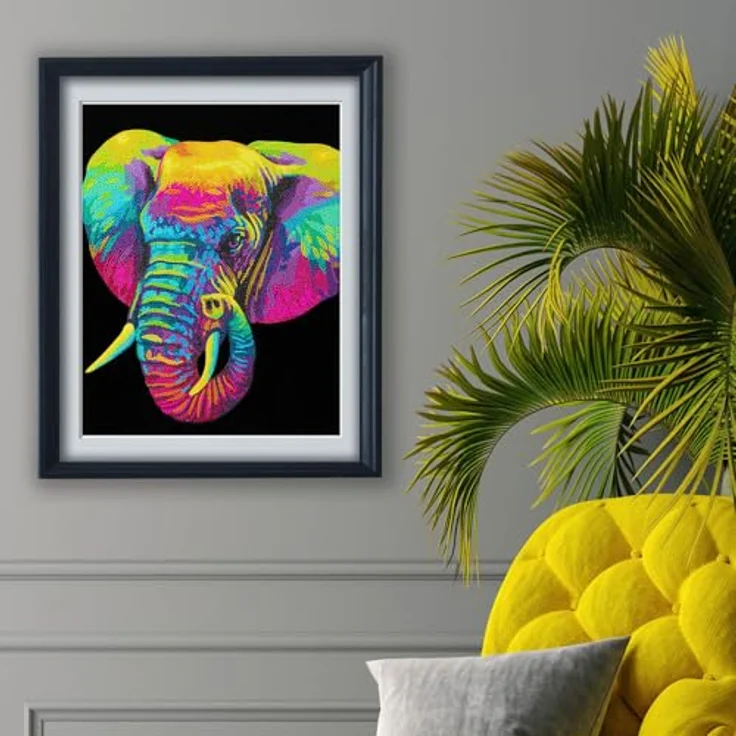 DIAMOND DOTZ 2594369 Original 5D Diamond Painting Set, Neon Elefant mit 13-Facetten-Schliff, DIY Bastelset für Erwachsene und Kinder ab 12 Jahren, Motivgröße 35,5 x 45,7 cm – Bild 3