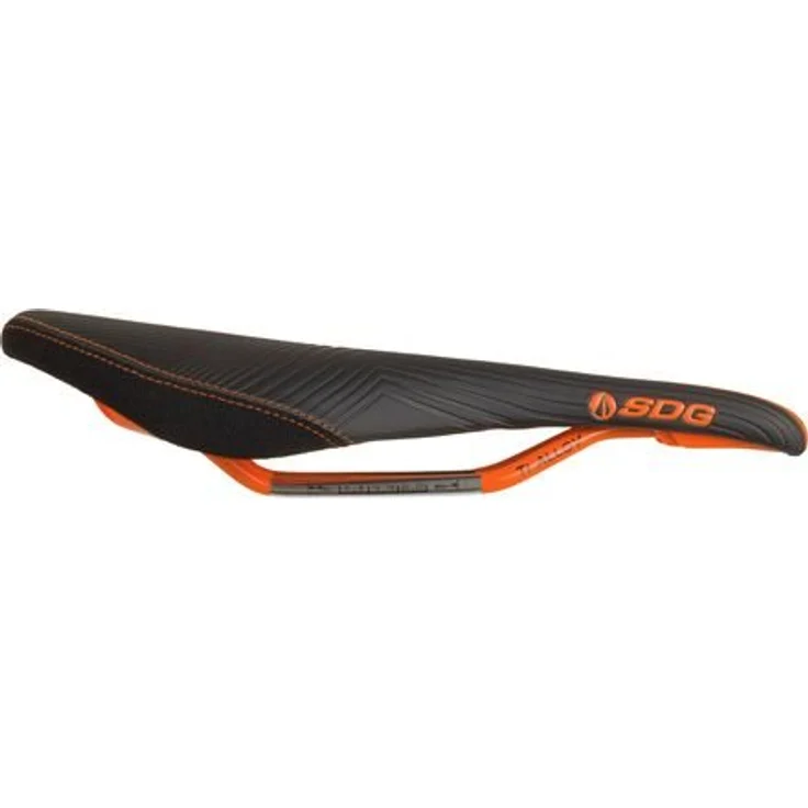 SDG Sattel Duster MTN MTB Sattel Unisex Erwachsene, schwarz/orange - Leichter All Mountain Sattel mit Titan/Aluminium Schienen, 140 x 285 mm, 240 g – Bild 2