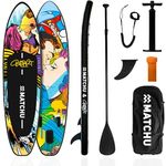 MATCHU Aufblasbares SUP Board - Paddelbrett, Limited Edition mit Zertifikat, Komplettset, 320x81x15 cm, belastbar bis 150 KG, Art Collection (BustArt Collection)