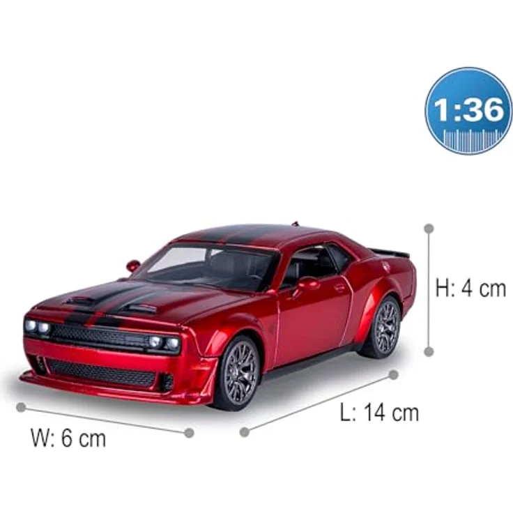 JAMARA Dodge Challenger SRT Jailbreak Diecast 1:36, Modellauto mit Tuning-Kit und manuell öffnenden Türen, Geschenkidee für Kinder – Bild 3