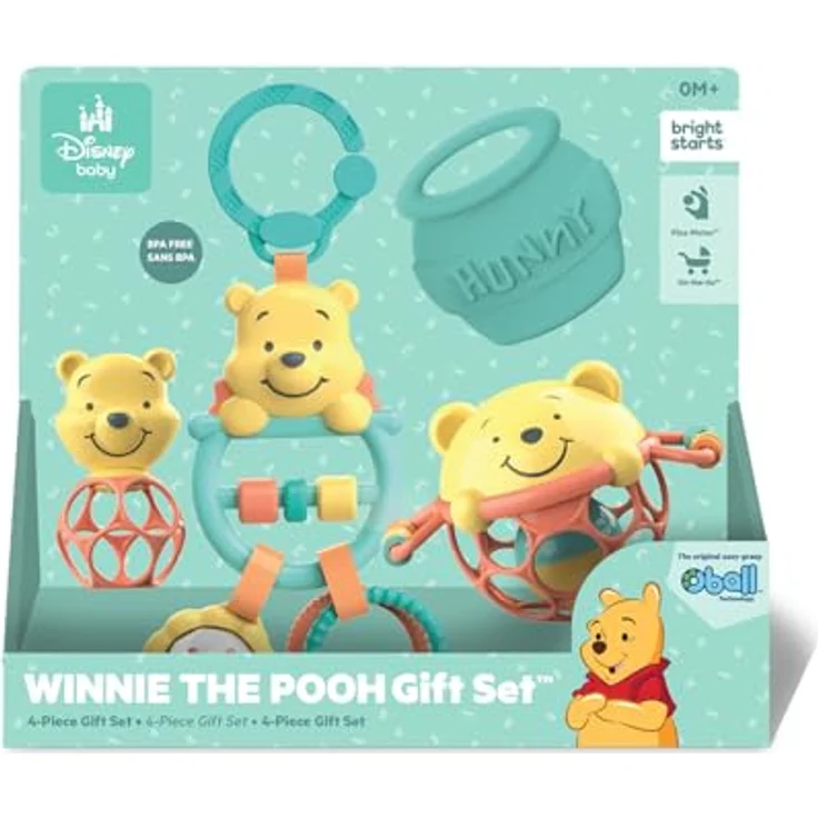 Bright Starts Winnie the Pooh Silly Ole Bundle Gift Set, Greifspielzeug mit 5 sensorischen Spielzeugen für Neugeborene – Bild 1