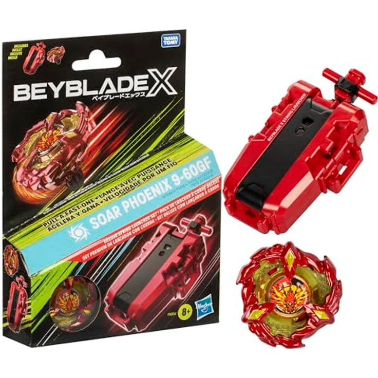 Hasbro Beyblade X Soar Phoenix Deluxe Schnur-Starter Set, Angriffs-Typ Kreisel 9-60GF mit X-Celerator Beschleunigungssystem, für Kinder ab 8 Jahren – Bild 1