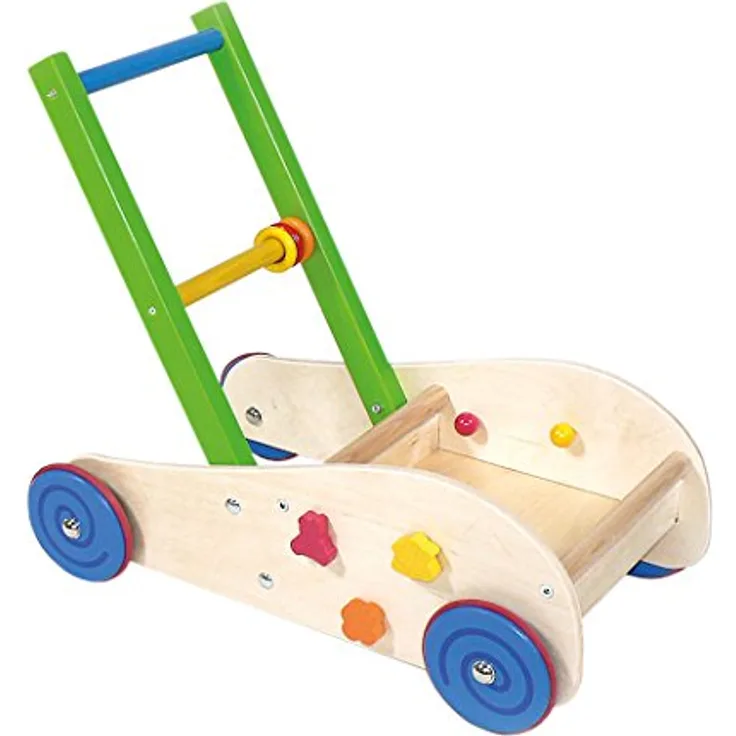 Hess Holzspielzeug 31177 - Lauflernwagen aus Holz, mit Gummibereifung, handgefertigt, für Babys und Kleinkinder, ca. 50 x 30 x 44 cm, für unbeschwerten Spiel- und Lernspaß