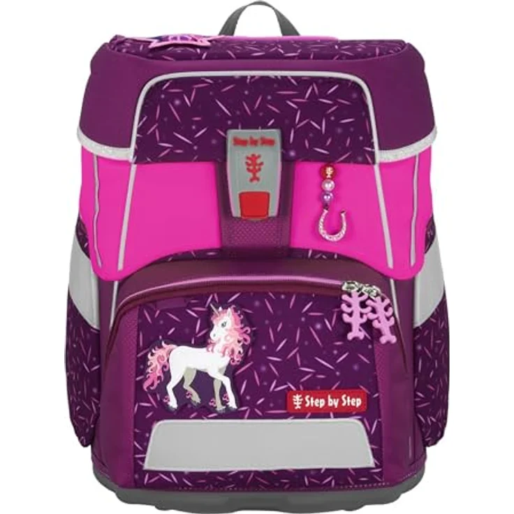 Step by Step Neon Pull-Over, Schulranzenüberzug in pink mit Reflektoren, passend für Space, Cloud, Giant & Basis, aus 100 % recyceltem Polyester für maximale Sichtbarkeit – Bild 1