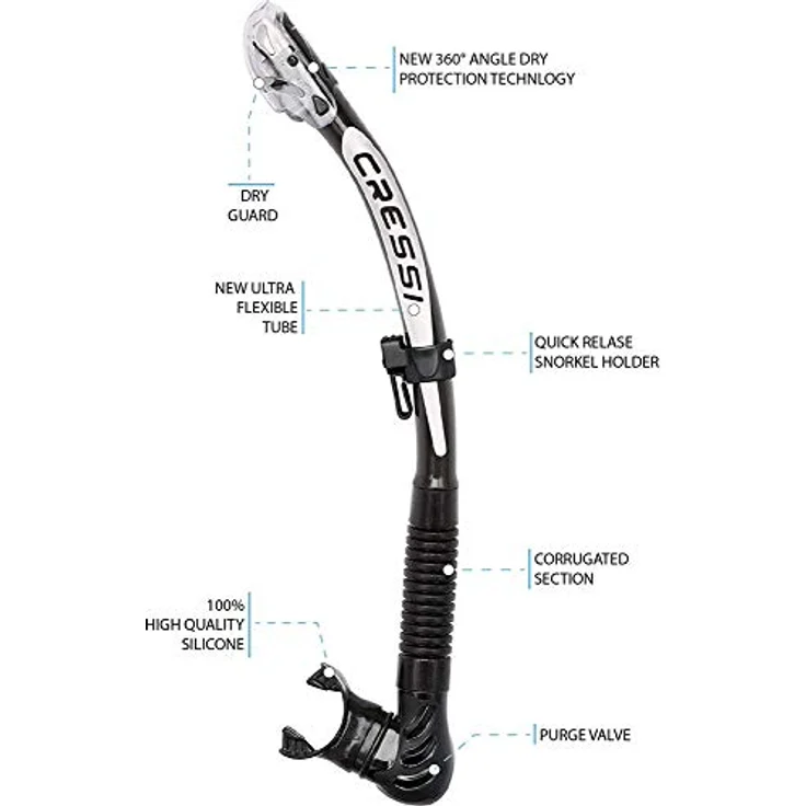 Cressi Alpha Ultra Dry - Schnorchel Trocken Ideal zum Schnorcheln, Apnoe und Tauchen – Bild 2