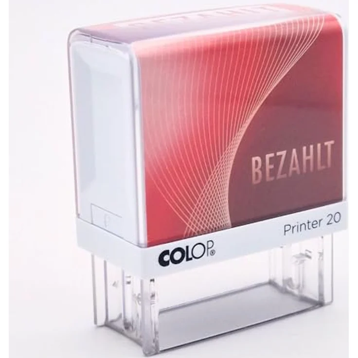 COLOP Printer 20 Textstempel, Abdruckgröße 38 x 14 mm, BEZAHLT, Kunststoff rot, Sichtfenster vorhanden – Bild 3