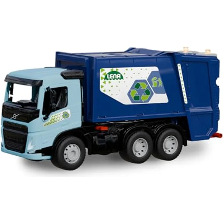 Lena® WORXX Müllwagen Volvo FMX, 52 cm Spielzeug-LKW mit Hebemechanismus, Mülltonne, 3-Achser mit Stahlachsen, TÜV Zertifiziert, ab 3 Jahren, Indoor & Outdoor, Made in Europe