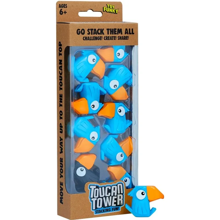 Toucan Toucan Tower Blue, Brettspiel zur Geschicklichkeit, für 1-2 Spieler, ab 6 Jahren