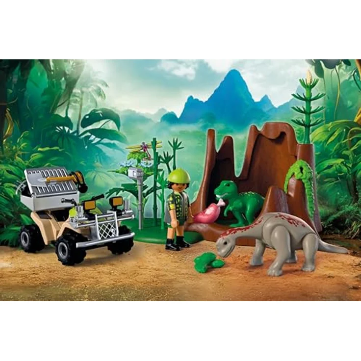 Playmobil Dinos - Dino-Versteck, Spielset mit Forscherfigur, Dino-Babys, Quad und abnehmbarer Transportbox für prähistorische Abenteuer – Bild 2