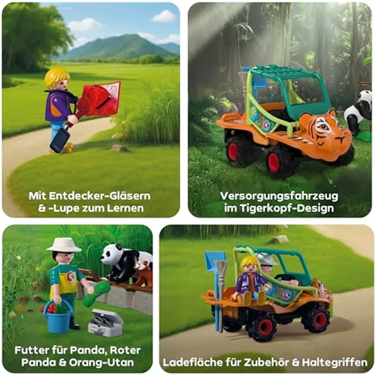 Playmobil Tiere & Freunde - Zoo: Tierpfleger mit Fahrzeug, inkl. Panda und Orang-Utan, bewegliche Tierteile und Zubehör – Bild 4