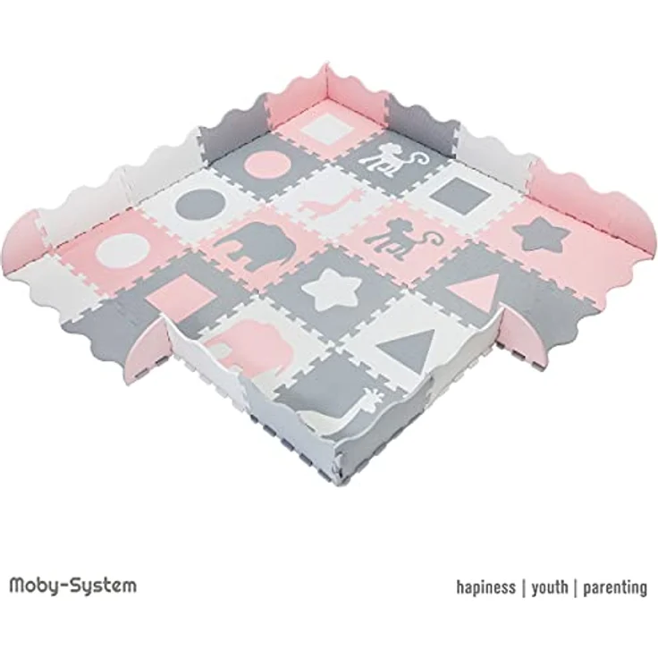 Moby-System Puzzlematte für Babys, 150 x 150 cm, Spielmatte, geruchlos, Matte große, Puzzle Matte für Jungen & Mädchen, Spielmatte, geruchlose Krabbelmatte – Bild 6