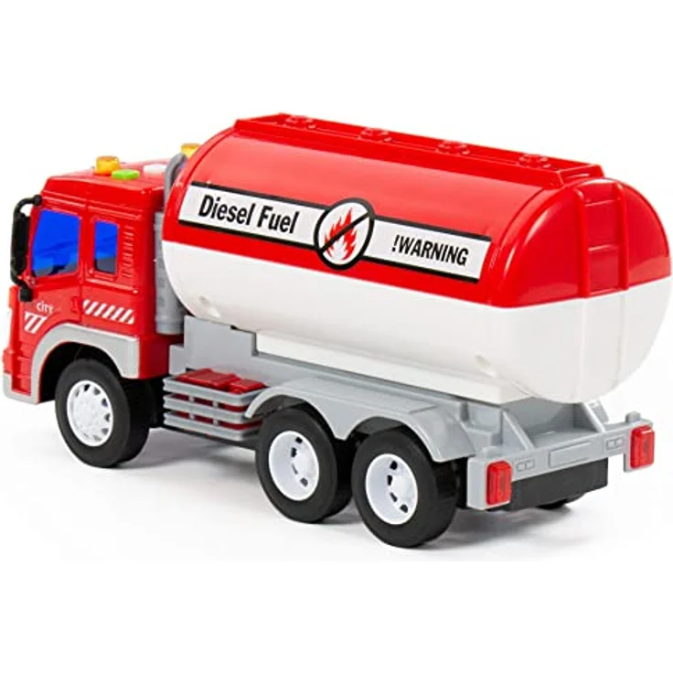 Kraftstoff-Tankwagen LKW Kinder Spielzeug City rot Schwungrad mit Licht Sound – Bild 2