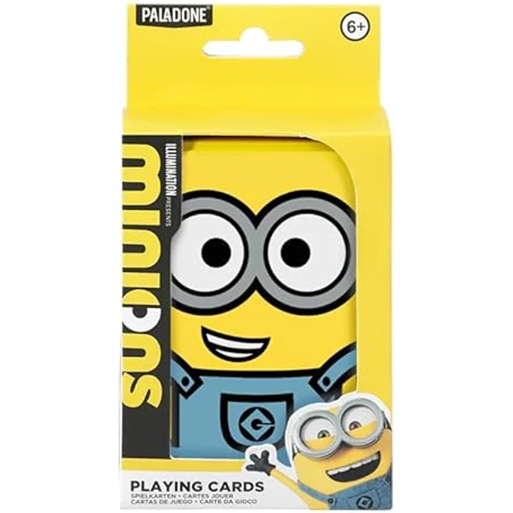 Paladone Minions Illustrierte Spielkarten – Offiziell Lizenziertes Ich Einfach Unverbesserliches Kartenspiel in Sammeldose, ikonische Charaktere mit Kevin Stuart & Bob, Gelbe Minion-Aufbewahrungsdose, Geschenk für Fans – Bild 1