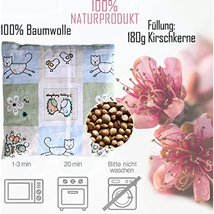 Dr. Berger Kinderkissen Set Paul, ergonomisches Lesekissen und Nackenkissen mit Bio-Lavendel und Kirschkernkissen, 100% Baumwolle, grün – Bild 4
