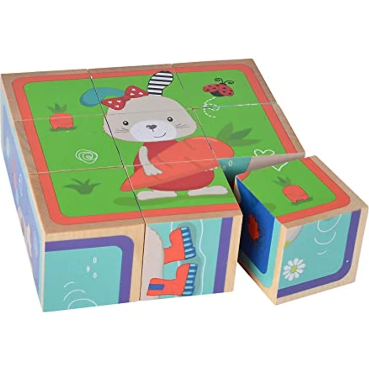 Eichhorn - Bilderwürfel Friends aus 9 Bausteinen mit 6 Tiermotiven, 9-teilig, 12x12 cm, 100 % FSC Zertifiziertes Birkenholz, ab 3 Jahren – Bild 4