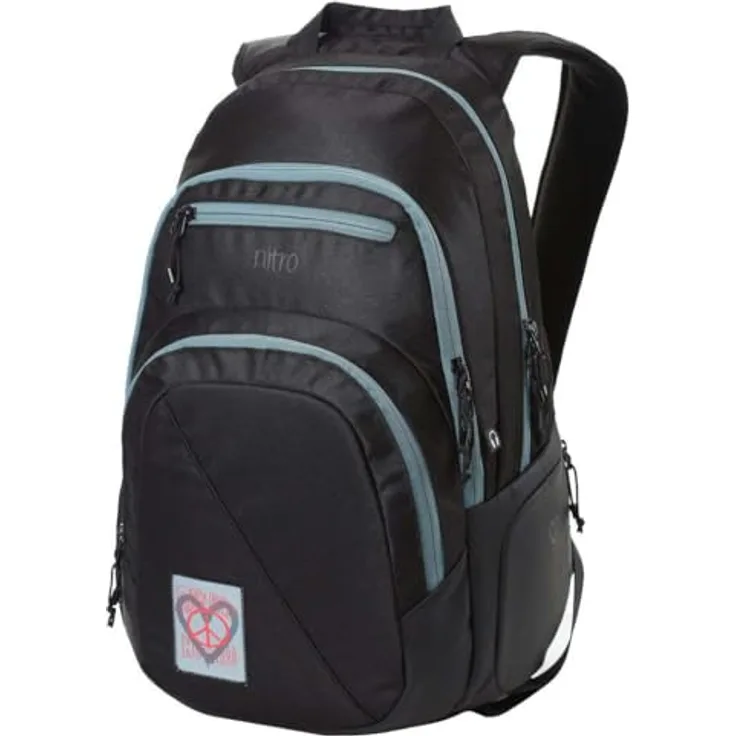 NITRO Schulrucksack Stash, praktischer Polyester-Rucksack mit ausreichend Stauraum, schwarz
