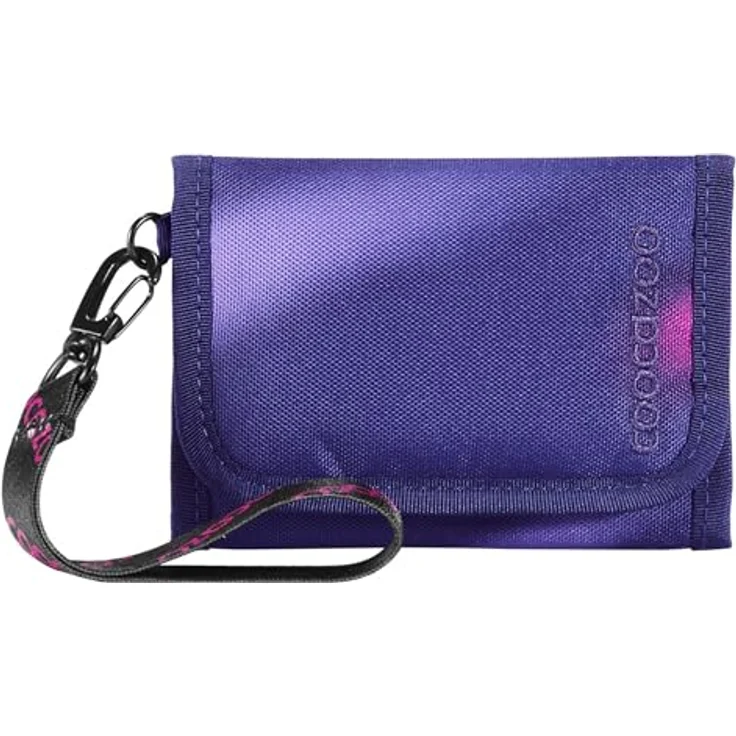 Coocazoo Geldbörse „Aurora Glow”, lila, Portemonnaie mit 2 Sichtfenstern, Münzfach, Kartenfächern, Klettverschluss, aus recyceltem Polyester, für Kinder ab der 3. Klasse – Bild 1