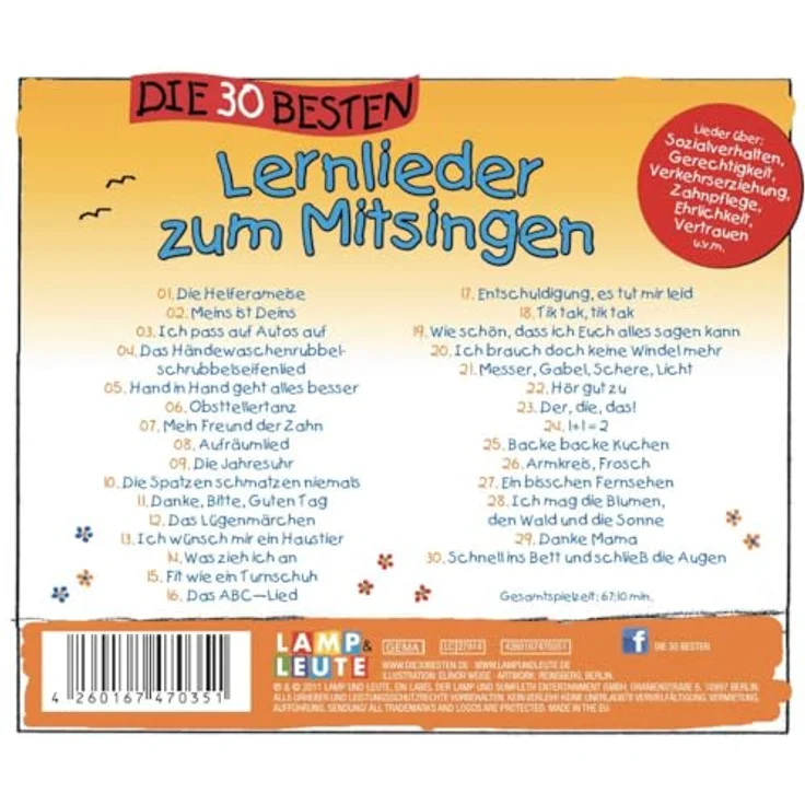 Universal Music GmbH Hörspiel Die 30 besten Lernlieder zum Mitsingen, Kinder-CD mit 30 sinnvollen und motivierenden Liedern – Bild 3