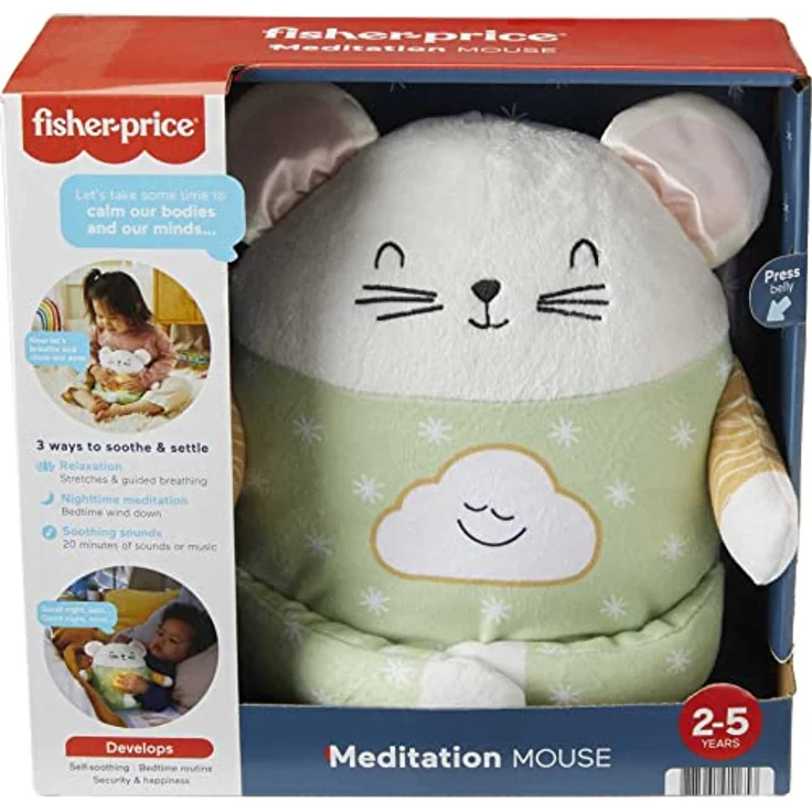 Fisher-Price Meditationsmaus, französischsprachiges Kuscheltier mit drei Entspannungsmodi und weichen Texturen – Bild 6