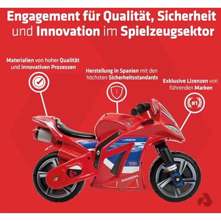 Injusa Gewinner Honda CBR Fireblade, Rutschmotorrad für Kinder ab 3 Jahren, 99 x 39 x 61 cm, rot – Bild 3