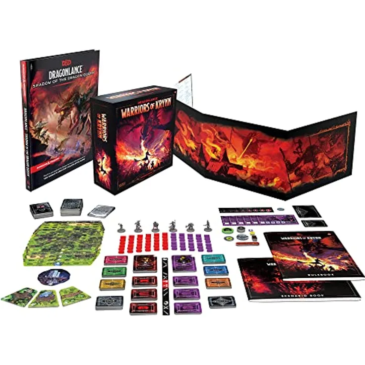 Dungeons & Dragons Dragonlance: Shadow of The Dragon Queen Deluxe Edition (D&D-Abenteuer, Spielleiterschirm + Brettspiel Warriors of Krynn Englische Version), D09880000, Brettspiel in englischer Edition