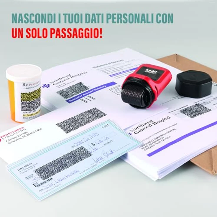 trodat Datenschutz-Rollstempel ID Protector+, selbstfärbend, schwarz, mit integriertem Stempelkissen und dokumentenechter Stempelfarbe, 1 St. – Bild 2