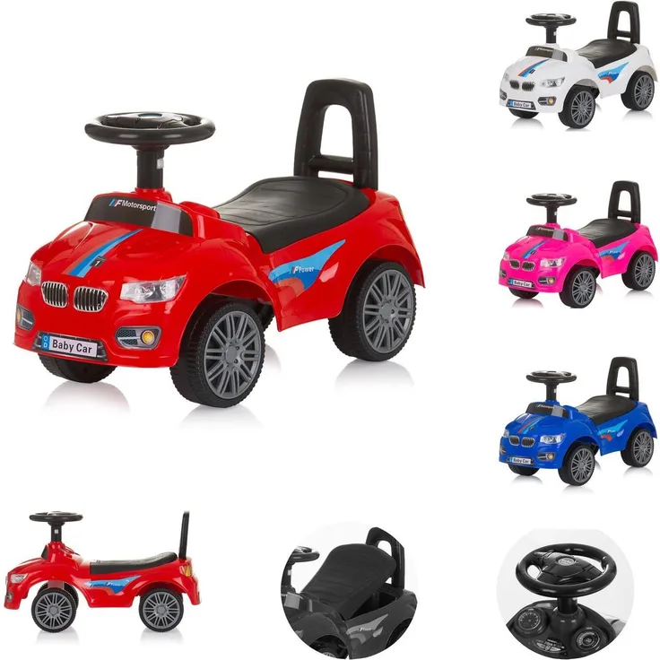 Chipolino Kinder Rutschauto Sprinter, mit Musikhupe und Stauraum, für Kinder ab 3 Jahren bis 25 kg, Kunststoffreifen, rot