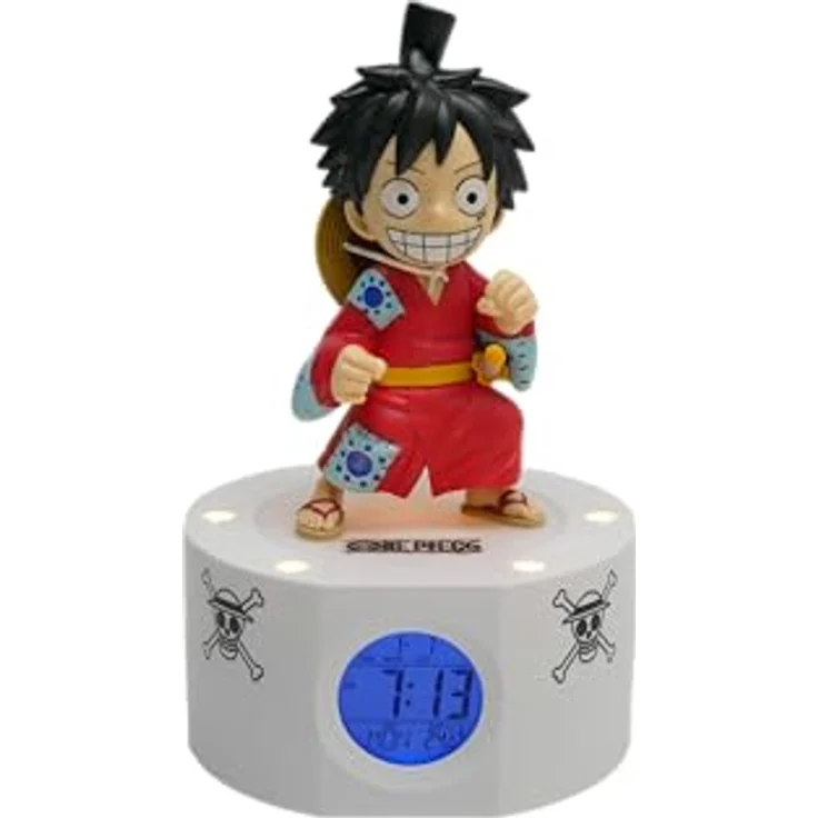 Teknofun One Piece Wecker Ruffy, 18 cm mit Leuchtfunktion, digitales Display und programmierbarem Alarm – Bild 1