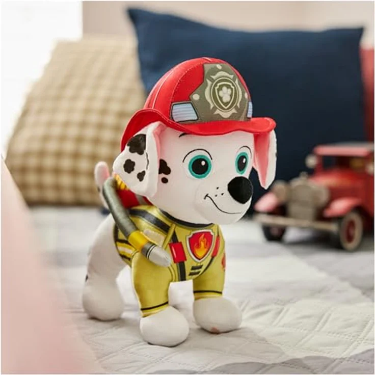 Spin Master PAW Patrol Fire Rescue Marshall, Plüschfigur 25 cm mit Feuerwehruniform und Zubehör – Bild 2