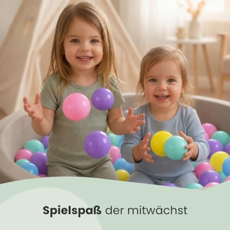 LittleTom Bällebad-Bälle Baby, 100 bunte 7 cm Kunststoffspielbälle für Bällebad, ab 0 Jahren, schadstoffgeprüft, ideal zum Greifen und Spielen – Bild 6