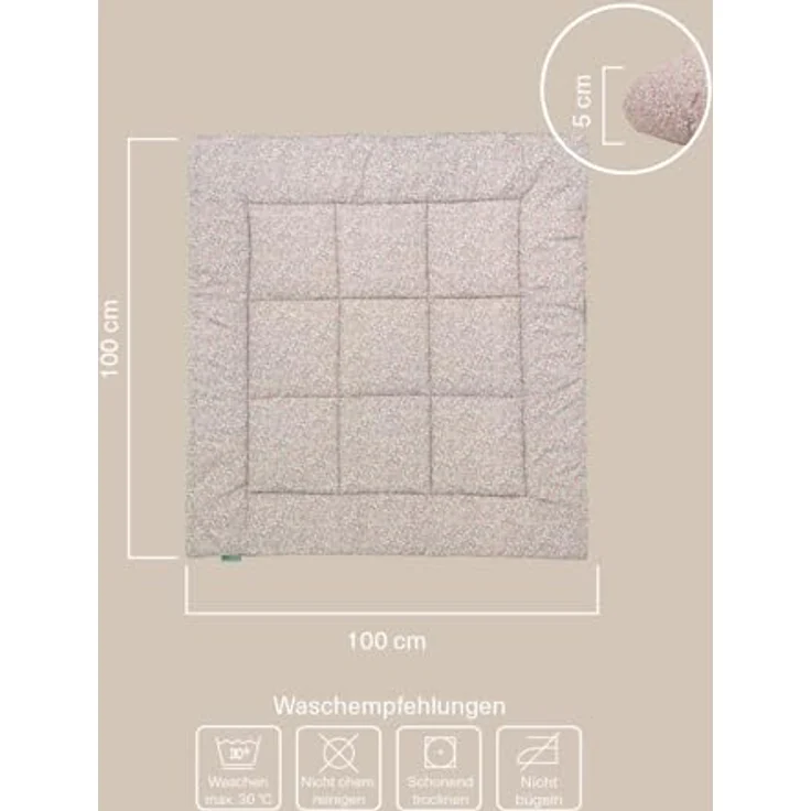 Molis&co Krabbelmatte für Babys, faltbar und tragbar, 100 x 100 cm, gepolstert, Baumwolle, Peony, OEKO TEX 100 – Bild 2