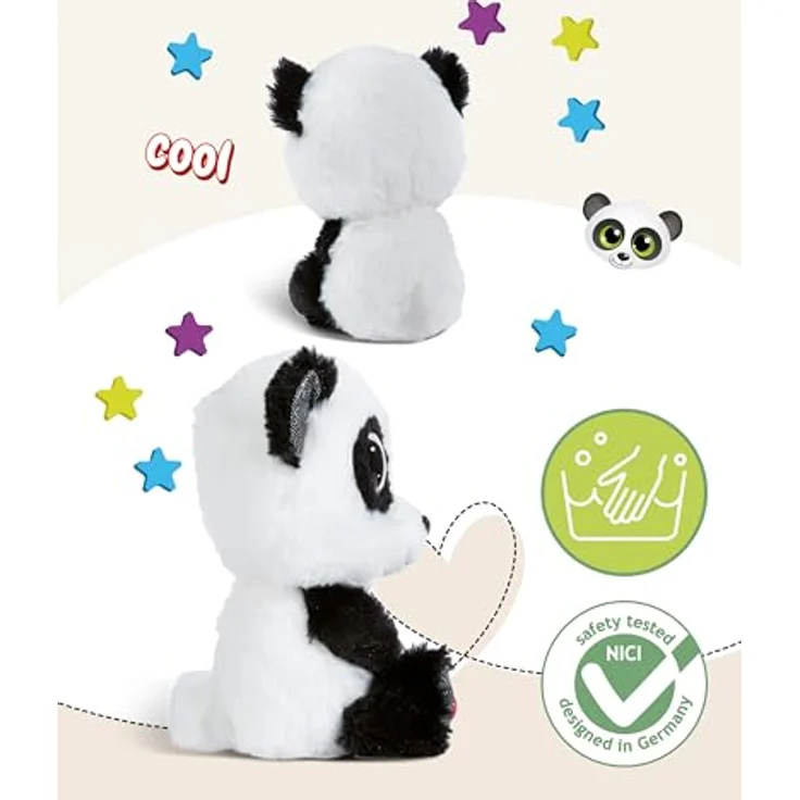 NICI GLUBSCHIS Panda Peppino 15cm I Schlenkernder Kuscheltier Panda mit großen Glitzeraugen I Plüschtier für Schmusetierliebhaber I Stofftier – 49294 – Bild 3