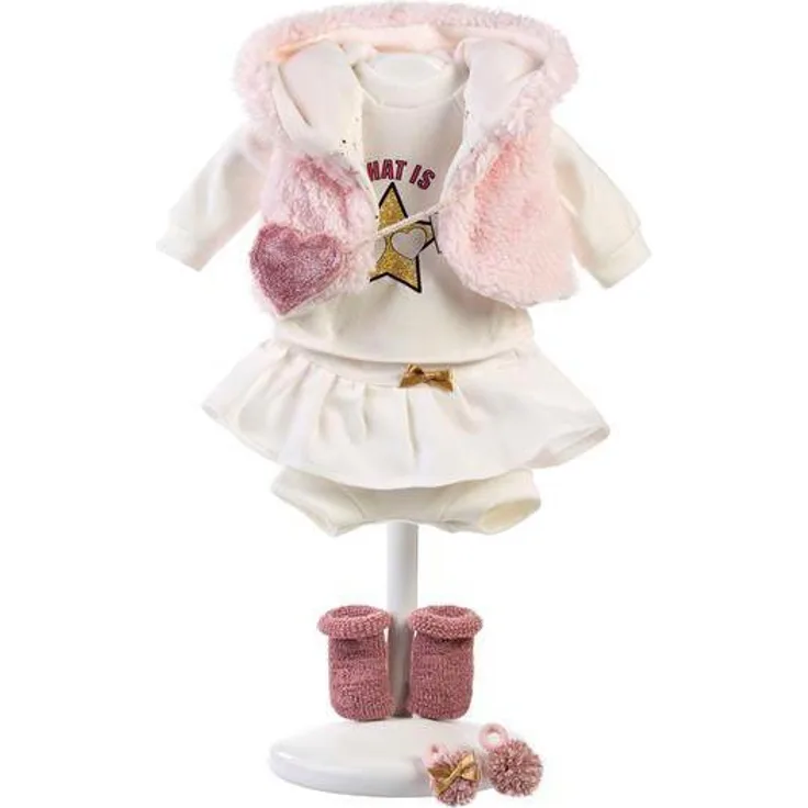 Llorens Puppenkleidung Kleiderset Cool, 40-42 cm, mit kuscheliger Fellweste und süßen Sternenmotiv, rosa