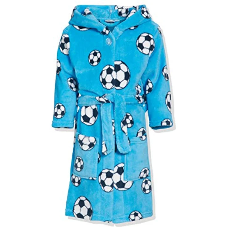 Playshoes Jungen Fleece-Bademantel Fußball 340151, 7 - Blau, 98-104 – Bild 1