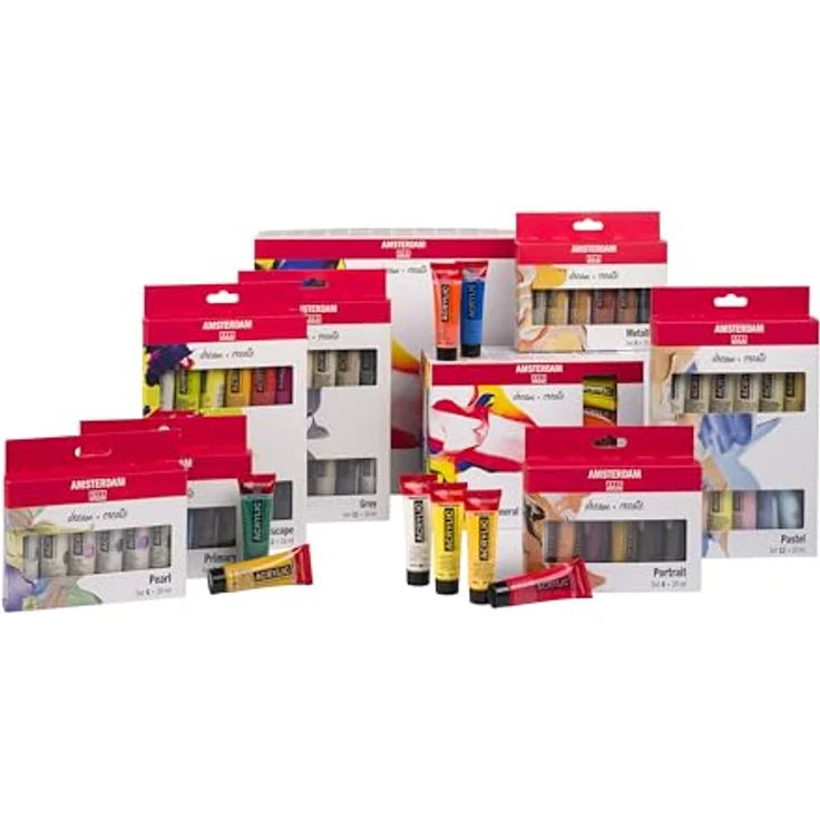 Amsterdam Standard Series Acrylfarben Set, Farbtheorie Mischset mit 6 x 20 ml Tuben, Grundfarben + Schwarz, Weiß & Umber – Bild 5