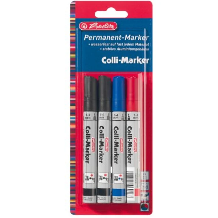 Herlitz 8665804 Colli Marker 1-4 sortiert 4 Stück wasserfest, permanent – Bild 2