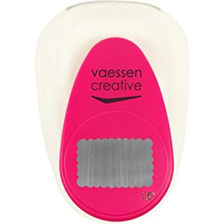 Vaessen Creative Motivstanzer Rechtecke, 2.1 x 3.4 cm, für Bastelpapier bis 160 g/m², Weiß/Rosa – Bild 1