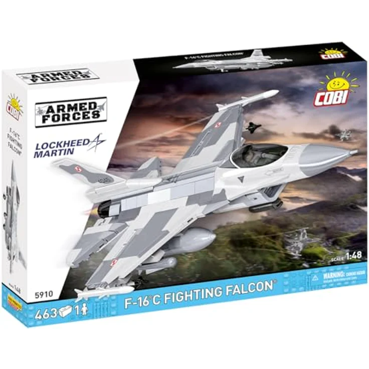 Cobi F-16C FIGHTING FALCON, Modellbausatz mit 463 Klemmbausteinen, Maßstab 1:48, offiziell lizenziert von Lockheed Martin, Sortiment mit realistischeren Bewaffnungen in hellem Farbschema – Bild 2