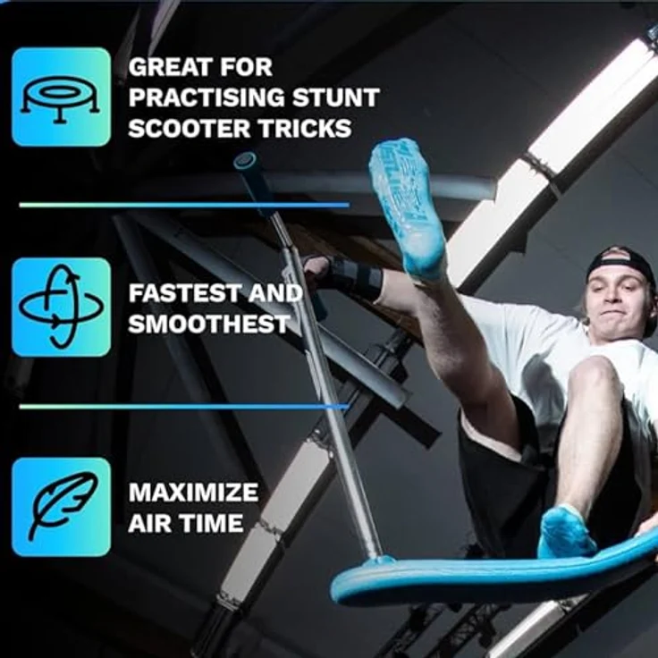 Indo Pro Fusion Vario Trampolin Stunt-Scooter, 3-fach höhenverstellbar (72-82cm), grau eloxiert, mit High-Rebound-Schaumstoff-Deck und 360° drehbarem Lenker – Bild 7