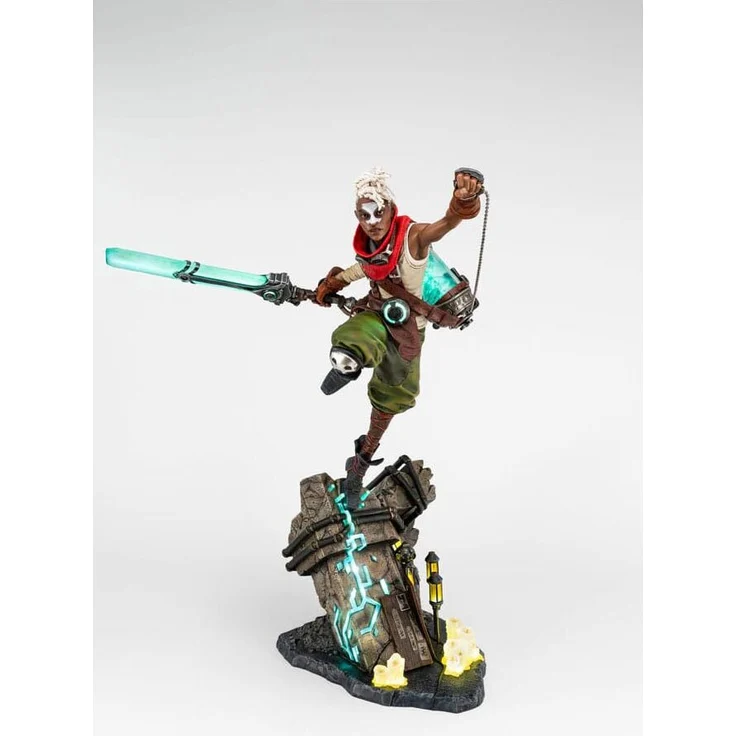 Pure Arts League Of Legends Ekko 1/4 Statue, 62 cm, Golden mit LED-beleuchteten Hextech-Details und Zaun-Labyrinth Basis