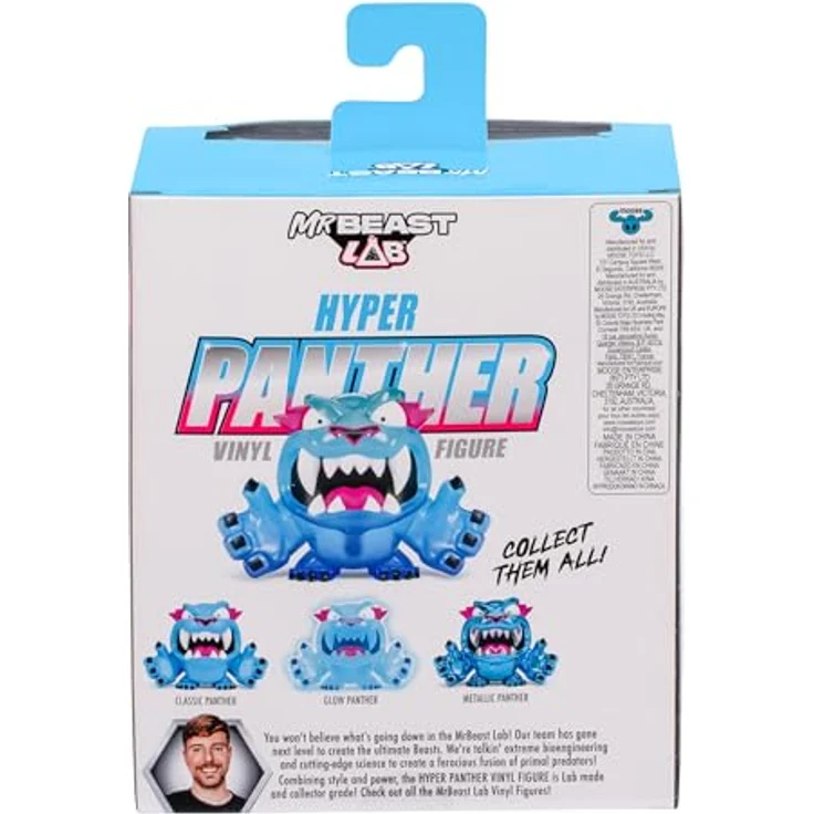MRBEAST LAB MrBeast Lab Vinyl-Sammelfiguren, 8,8 cm, Premium-Präsentierbox, 4er Set: Classic Panther, Hyper Panther, Glow Panther, Metallic Panther – Bild 5
