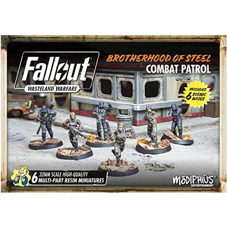Modiphius Fallout: Wasteland Warfare - Brotherhood of Steel: Combat Patrol, Miniaturenset für Sammelfiguren aus der Capital-Welle