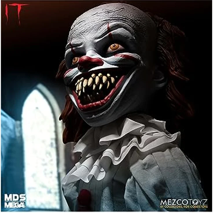 Stephen Kings Es MDS MegaFigur Sinister Pennywise mit Sound weiß/rot, aus Kunststoff. Hersteller: NECA. – Bild 2