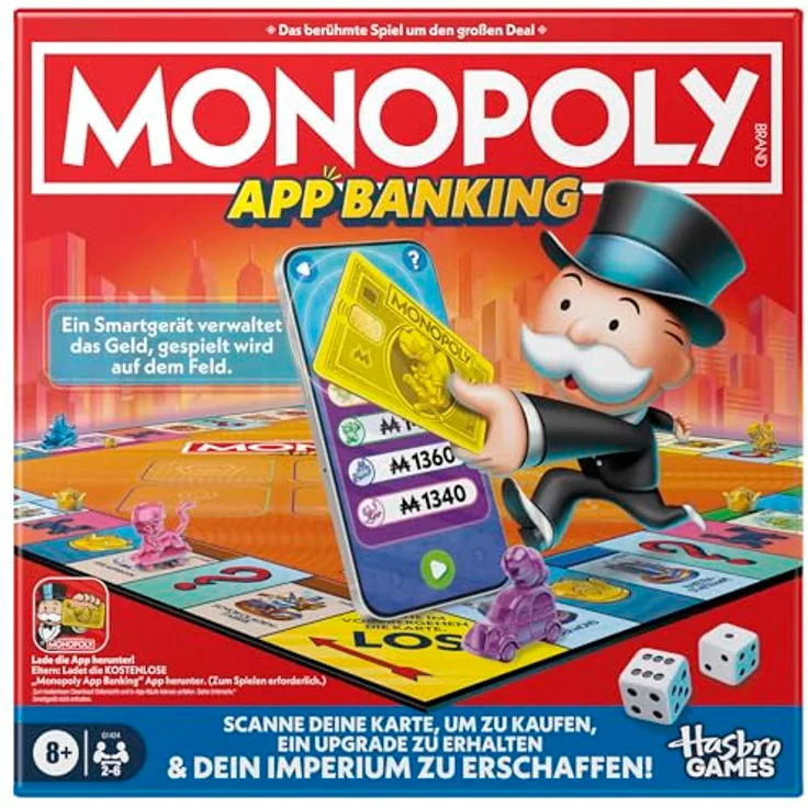 Monopoly App Banking Brettspiel - Deutsche Fassung, digital gesteuertes Geldmanagement, interaktive Minispiele, kein Bargeld erforderlich – Bild 1