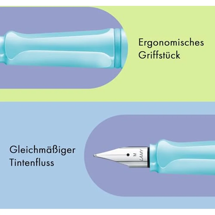Lamy Füller Safari Aquasky F, ergonomisches Design mit polierter Stahlfeder, nachfüllbar, blau – Bild 3